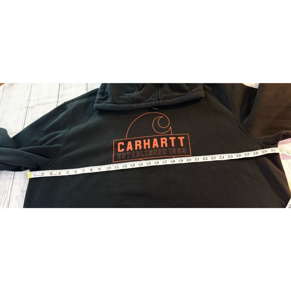 Carhartt Men’s Loose Fit Crewneck Graphic Logo Hoodie Black Size 3XLT - Picture 3 of 7